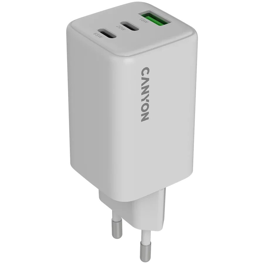 CANYON Адаптер живлення 3*USB/USB-C 2*USB Type C, 1*USB Type-A, 65 Ват