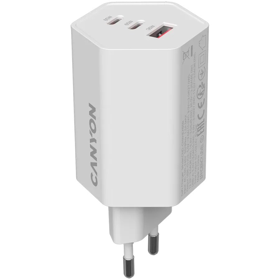 CANYON Адаптер живлення Hexagon 65 3*USB/USB-C 2*USB Type C, 1*USB Type-A, 65 Ват