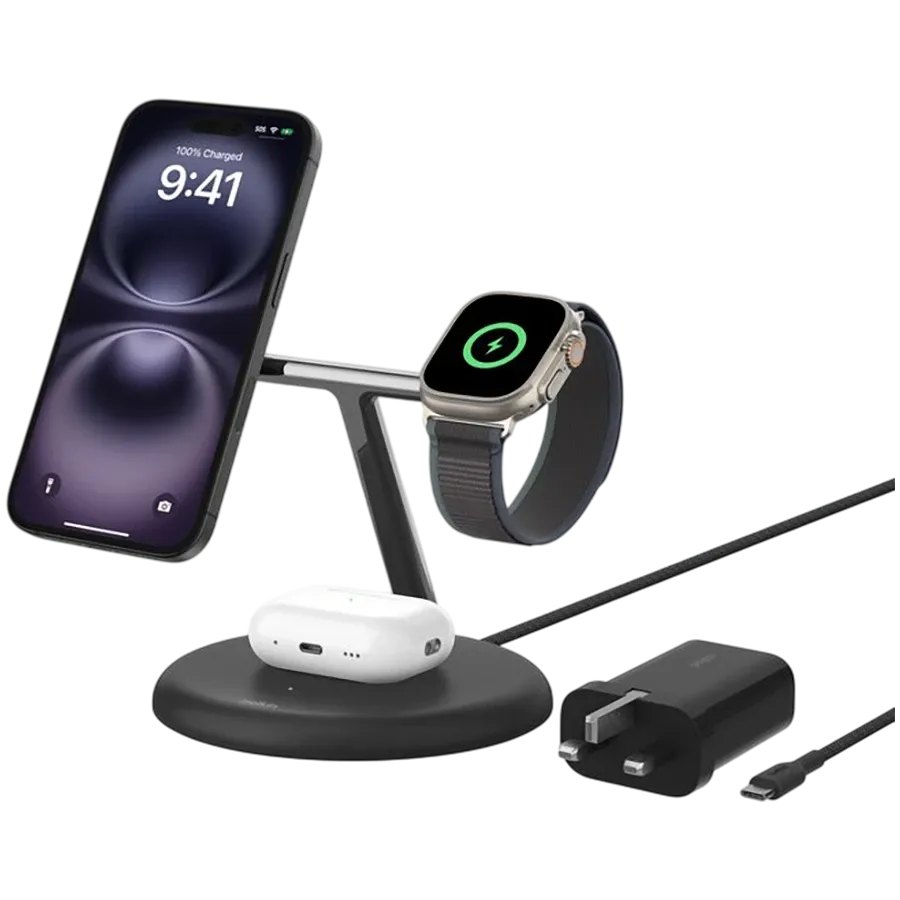 BELKIN Індукційний зарядний пристрій BoostCharge Pro 3-in-1 Magnetic, 15 Ват