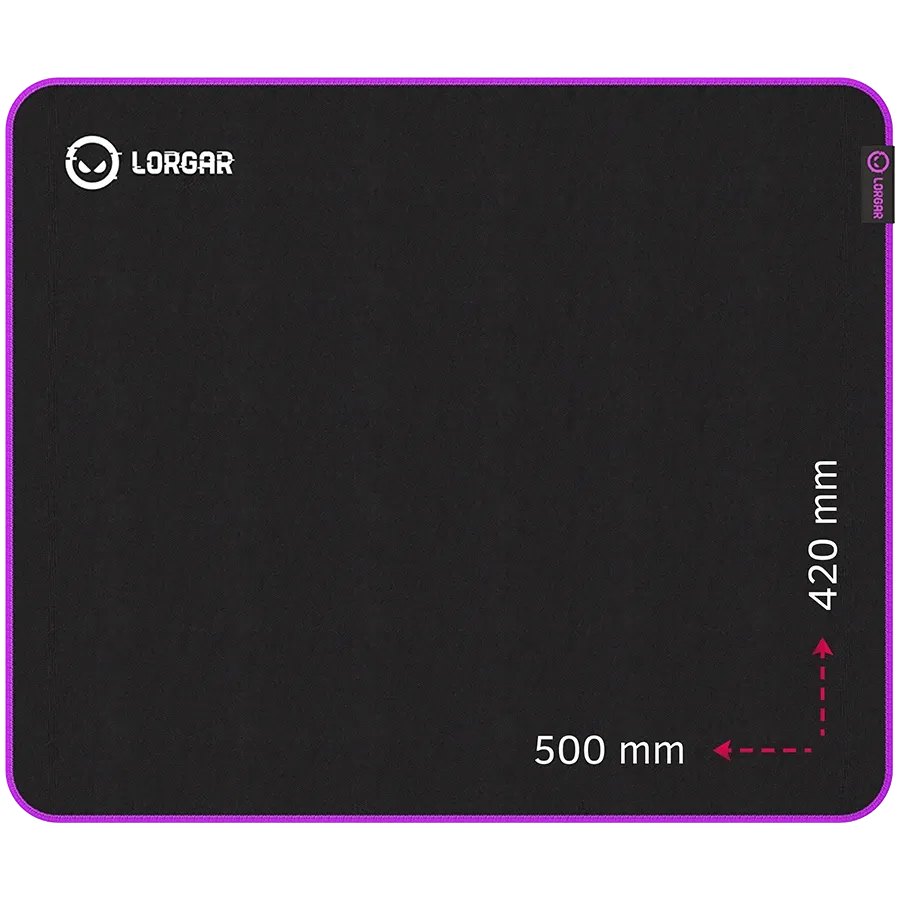 LORGAR Multispandex mousepad з purple rubber, Чорний