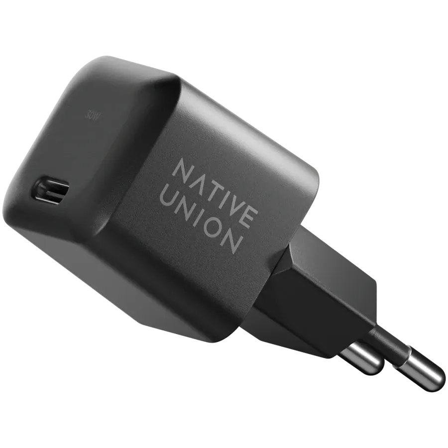Зарядний пристрій NATIVE UNION Fast GaN Charger PD 30W USB-C Port Black (FAST-PD30-2-BLK-EU)