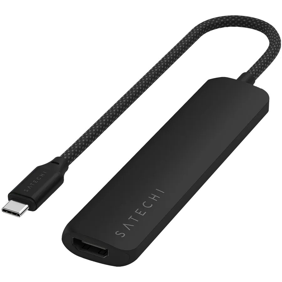 SATECHI 6-in-1 USB-C Slim Multiport Adapter, Чорний