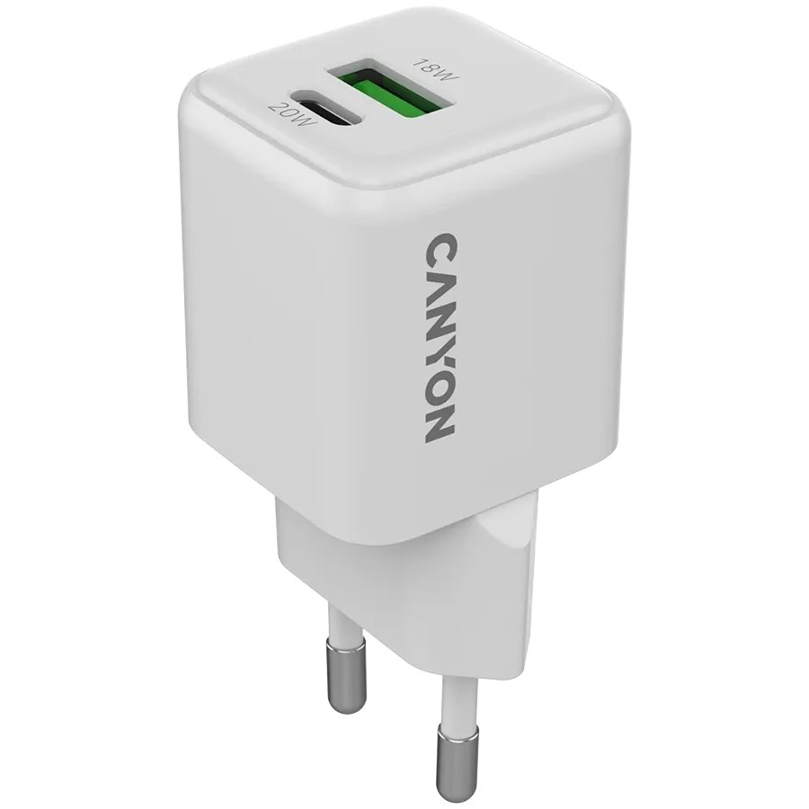 CANYON Адаптер живлення CU20AC 2*USB/USB-C 1*USB Type C, 1*USB Type-A, 20 Ват