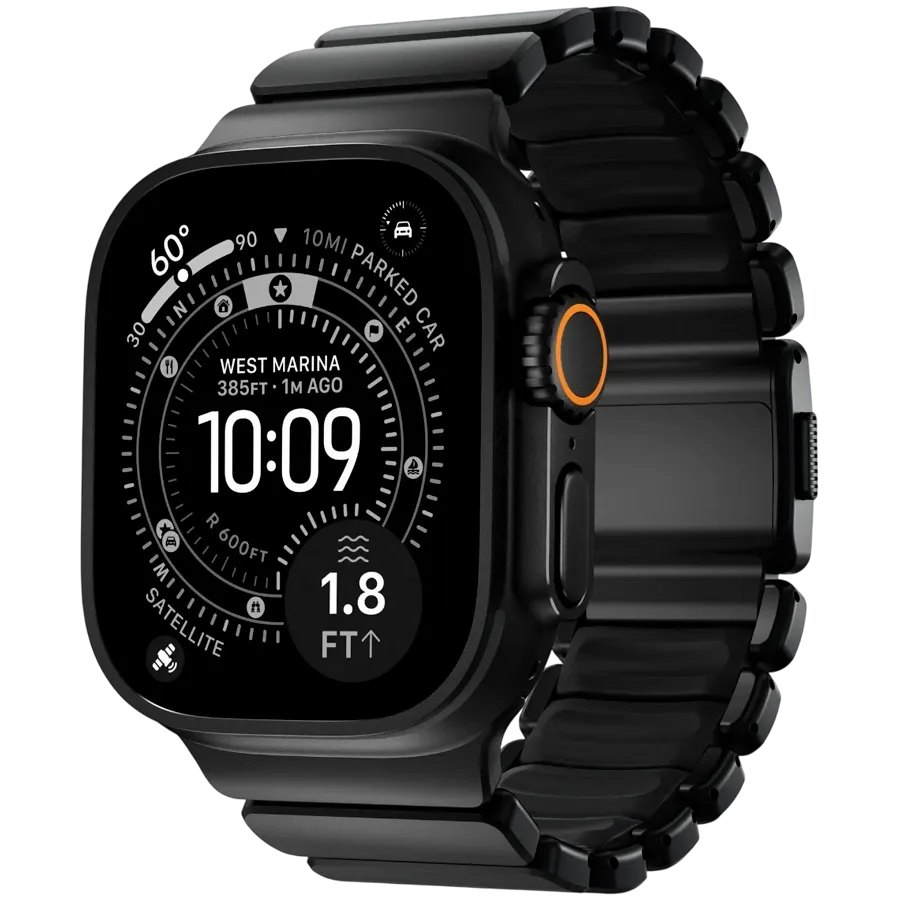 NOMAD Band Extension Stratos Band Black Hardware/Black за Apple Watch 44 mmApple Watch 45 mmApple Watch 46 mmApple Watch 49 mm 46/49 mm