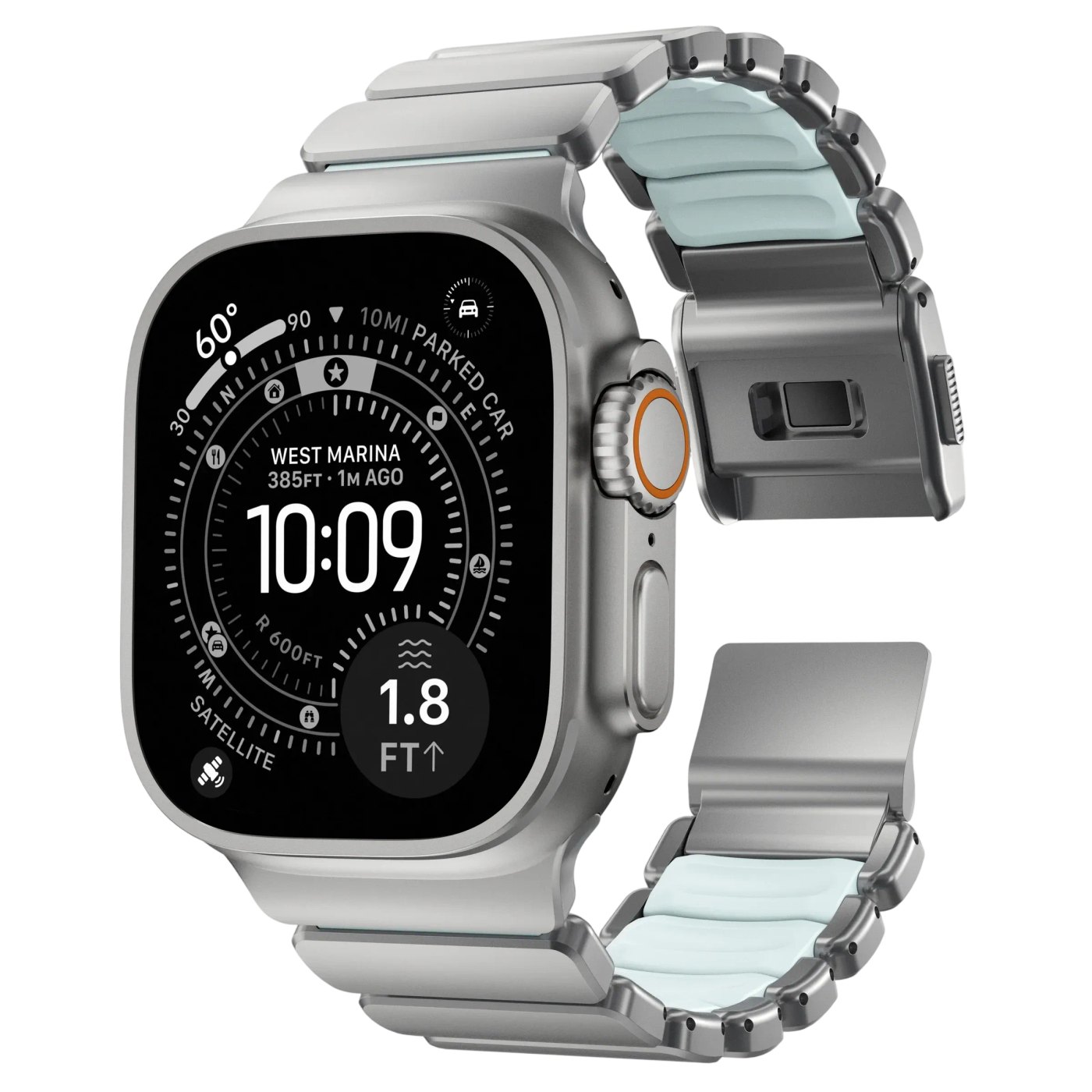 NOMAD Ремінець  for Apple Watch 44/45/46/49 mm, Natural/IcyBlueGlow