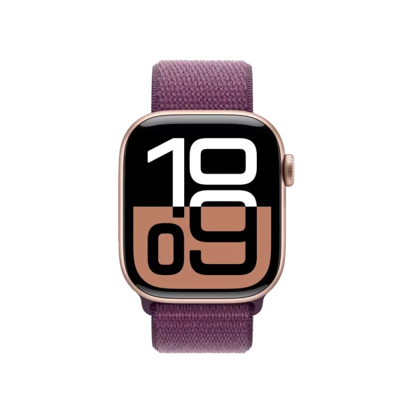 Смарт-годинник Apple Watch Series 10 GPS 42mm Rose Gold Aluminum Case w. Plum Sport Loop (MWWK3)