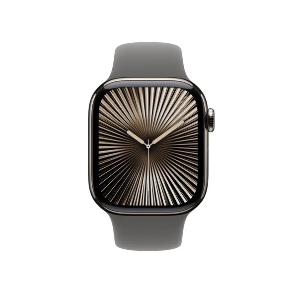 Смарт-годинник Apple Watch Series 10 GPS + Cellular 42mm Natural Titanium Case w. Stone Grey Sport Band - M/L (MWXE3)