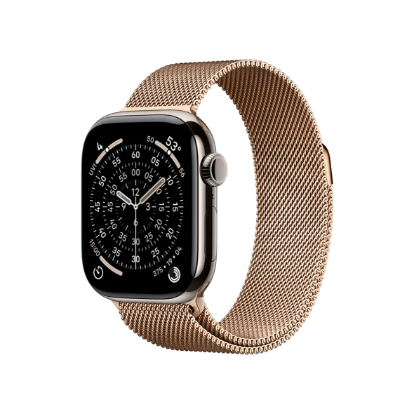 Смарт-годинник Apple Watch Series 11 GPS + Cellular 42mm Natural Tit. Case w. Gold Milanese Loop (MF9H4+MGJ04)