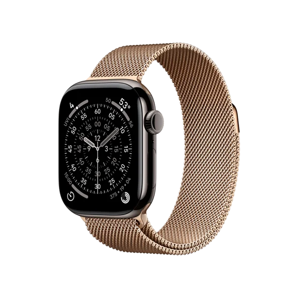 Смарт-годинник Apple Watch Series 11 GPS + Cellular 42mm Slate Tit. Case w. Gold Milanese Loop (MF9K4+MGJ04)