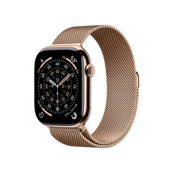 Смарт-годинник Apple Watch Series 11 GPS + Cellular 46mm Gold Tit. Case w. Gold Milanese Loop - S/M (MFD74)