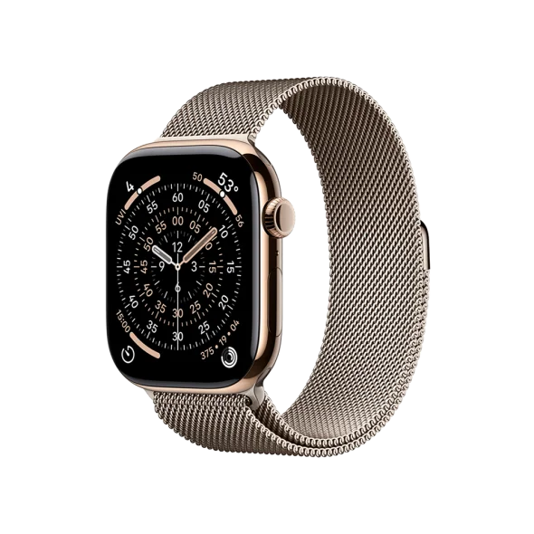 Смарт-годинник Apple Watch Series 11 GPS + Cellular 46mm Gold Tit. Case w. Natural Milanese Loop - S/M (MFC34+MGJ24)