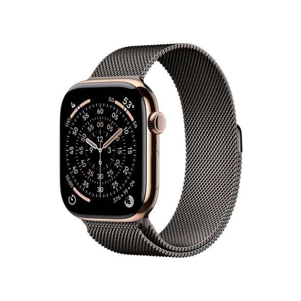 Смарт-годинник Apple Watch Series 11 GPS + Cellular 46mm Gold Tit. Case w. Slate Milanese Loop - M/L (MFC34+MGJ74)