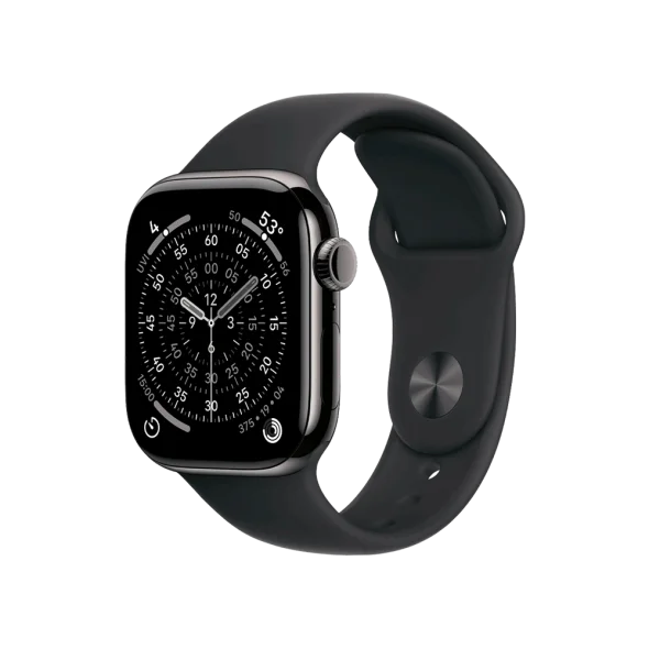 Смарт-годинник Apple Watch Series 11 GPS + Cellular 46mm Slate Tit. Case w. Black S. Band - M/L (MFD24)