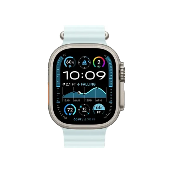 Смарт-годинник Apple Watch Ultra 2 GPS + Cellular 49mm Natural Titanium Case w. Ice Blue Ocean Band (MYT03+MXTF3)