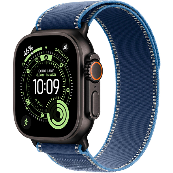Смарт-годинник Apple Watch Ultra 3 Black Titanium Case with Blue/Bright Blue Trail Loop S/M (MF254+MG9Q4)