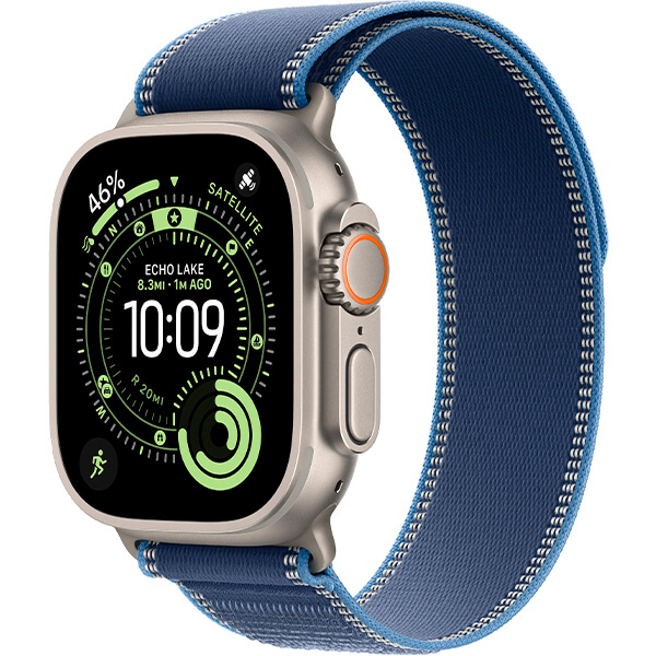 Смарт-годинник Apple Watch Ultra 3 Natural Titanium Case with Blue/Bright Blue Trail Loop S/M (MEWR4)