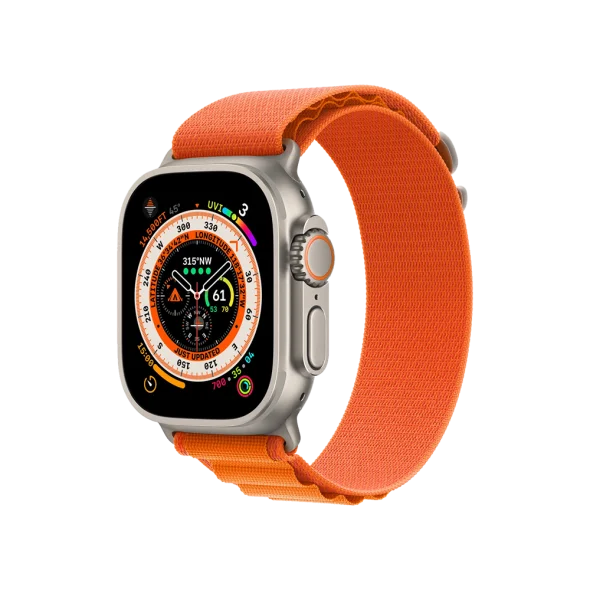 Смарт-годинник Apple Watch Ultra GPS + Cellular 49mm Titanium Case with Orange Alpine Loop - Small (MNHA3/MNHH3)